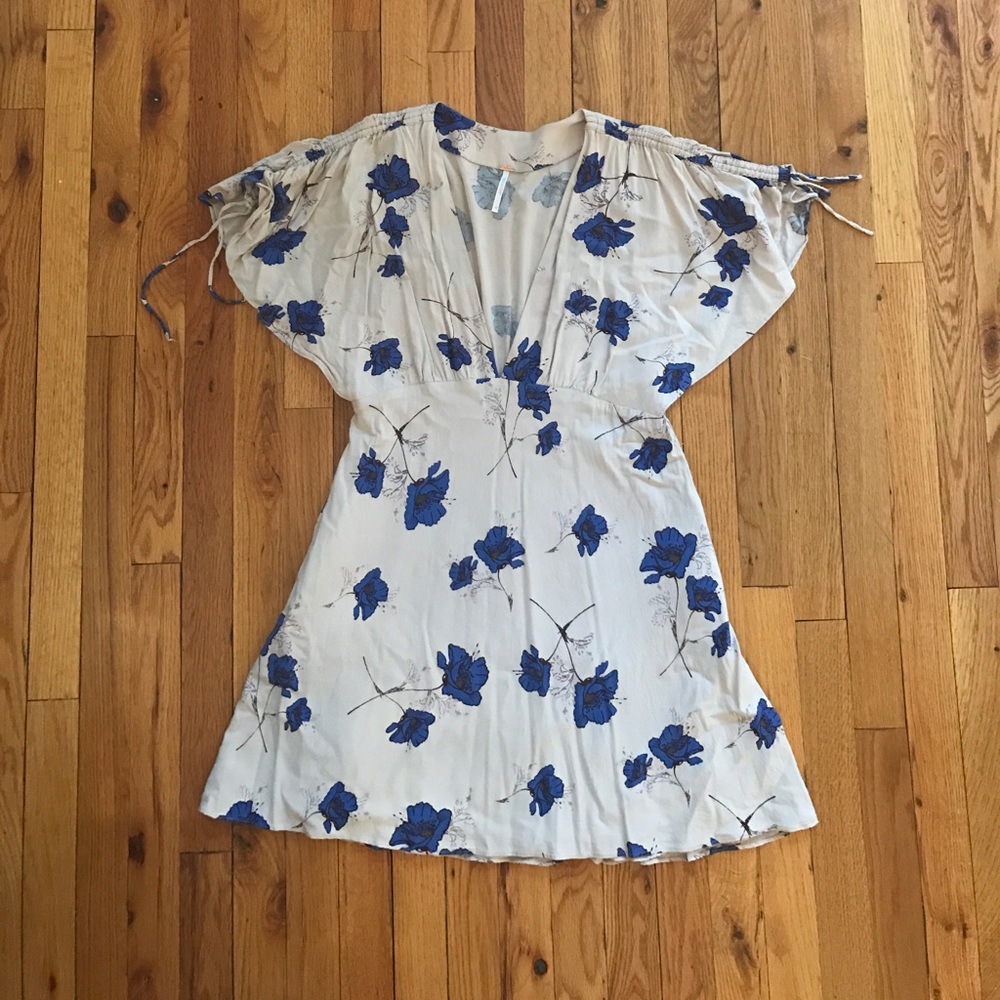 Free People plunging neckline floral mini dress - Picture 6 of 7