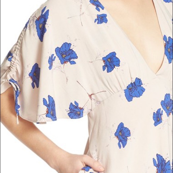 Free People plunging neckline floral mini dress - Picture 4 of 7