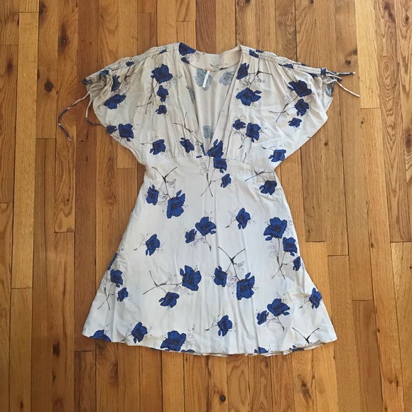 Free People plunging neckline floral mini dress - Picture 6 of 7