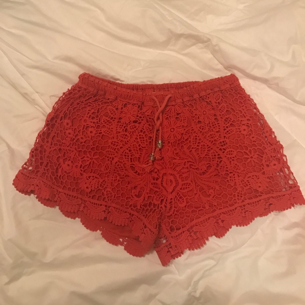 Crochet orange shorts