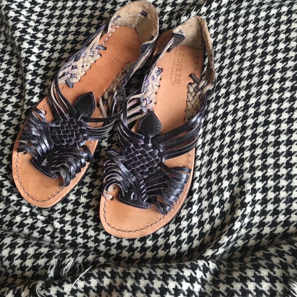 BED STU leather sandal slides flats Huarache women