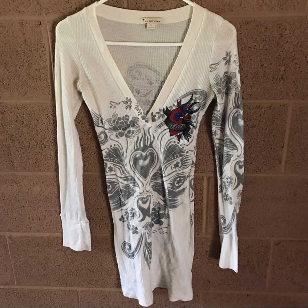 Thermal Print Dress Tunic Top