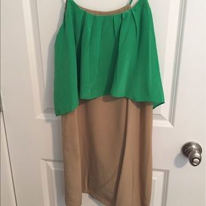 Green + beige Greylin dress