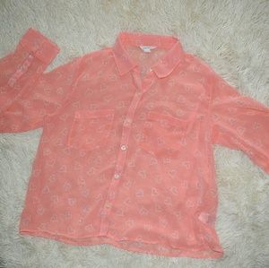 Orange Blouse W/White hearts