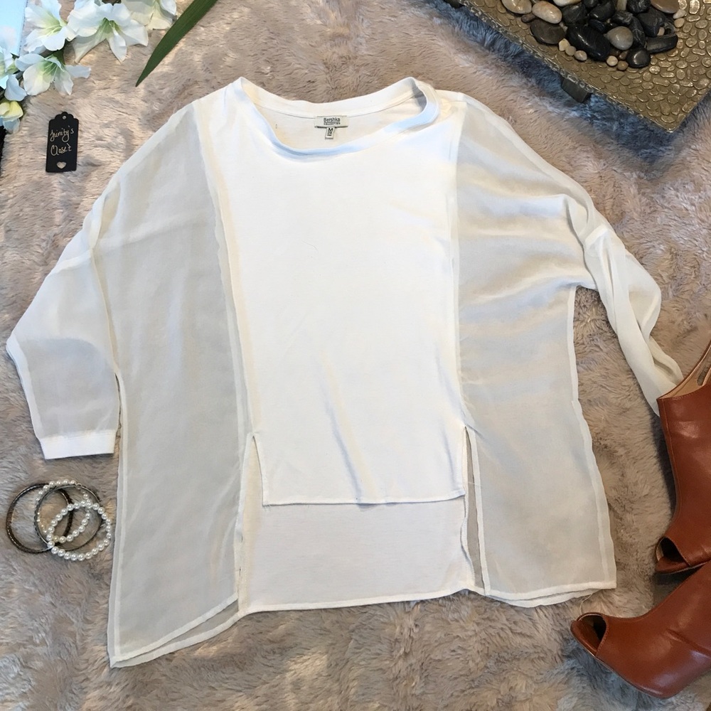 White flowy sheer shirt