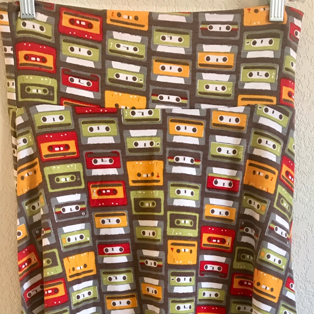 LuLaRoe Small Azure Skirt Cassette Tapes print