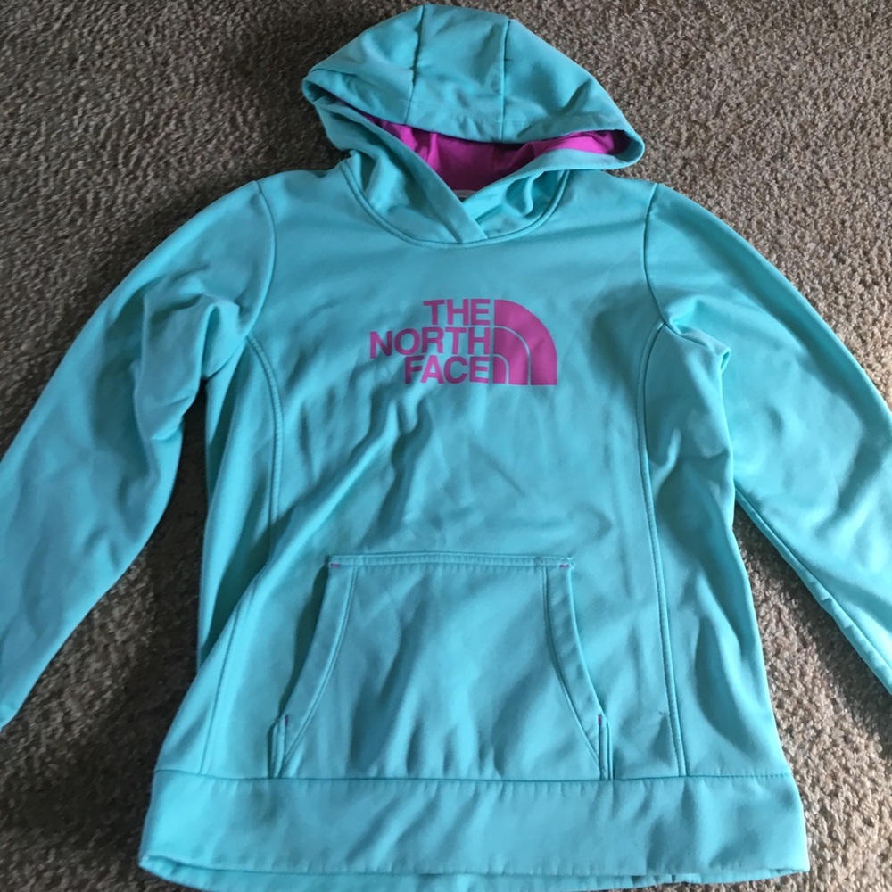 Aqua blue North Face hoodie
