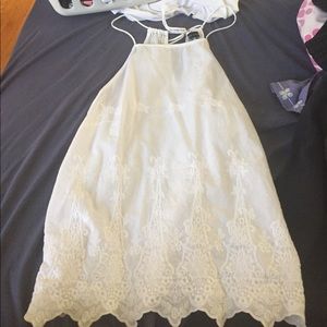 White Halter Top with a white flower pattern!