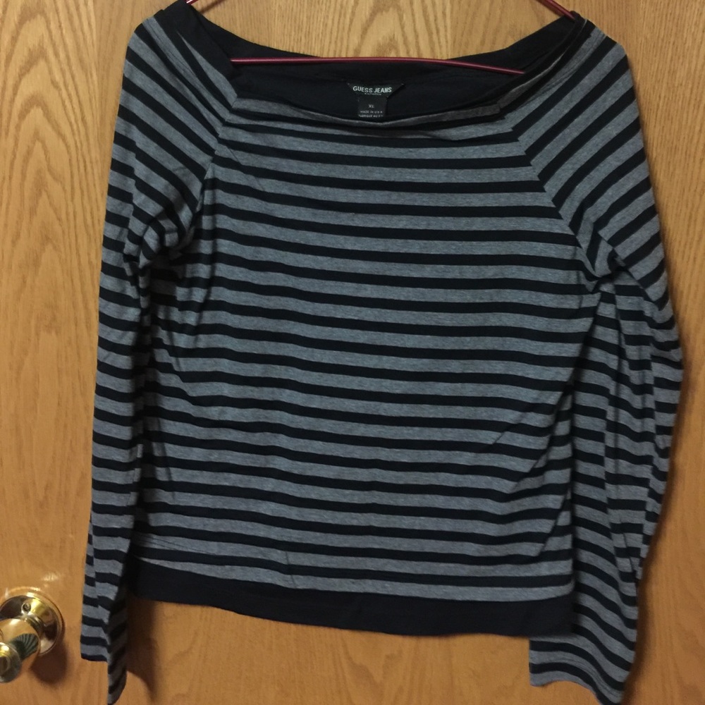 Guess Jeans top in black and grey strips