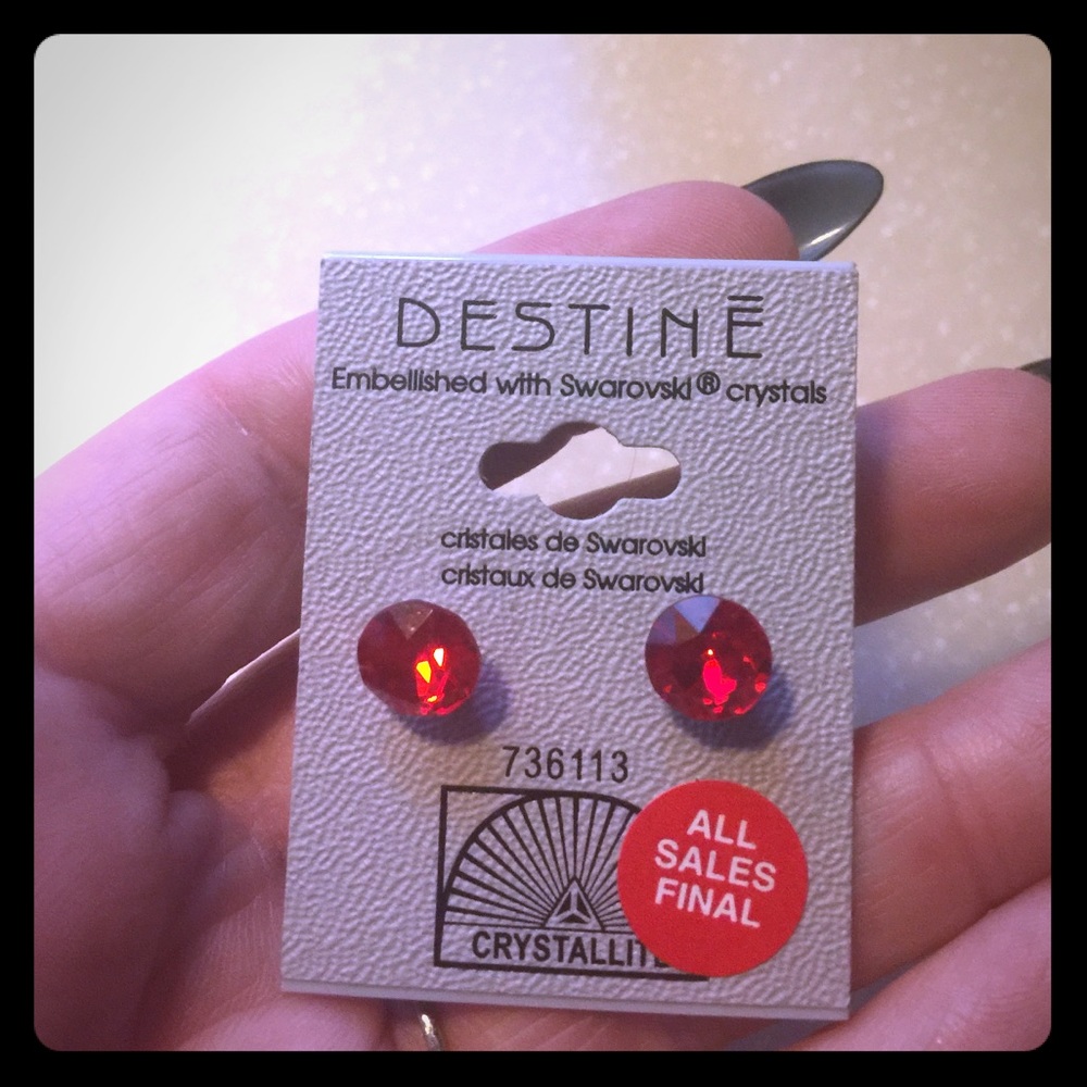 Red Swarovski crystal earrings