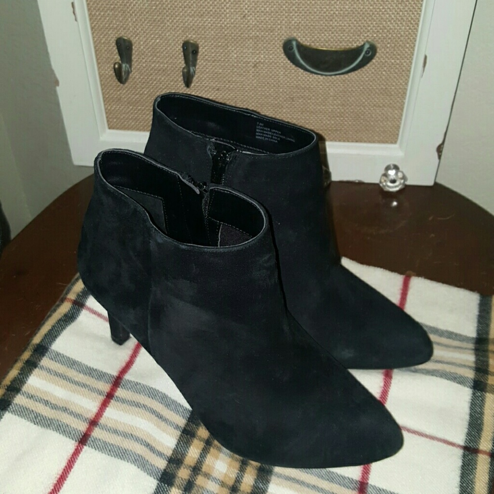 Black suede booties by Alex Marie