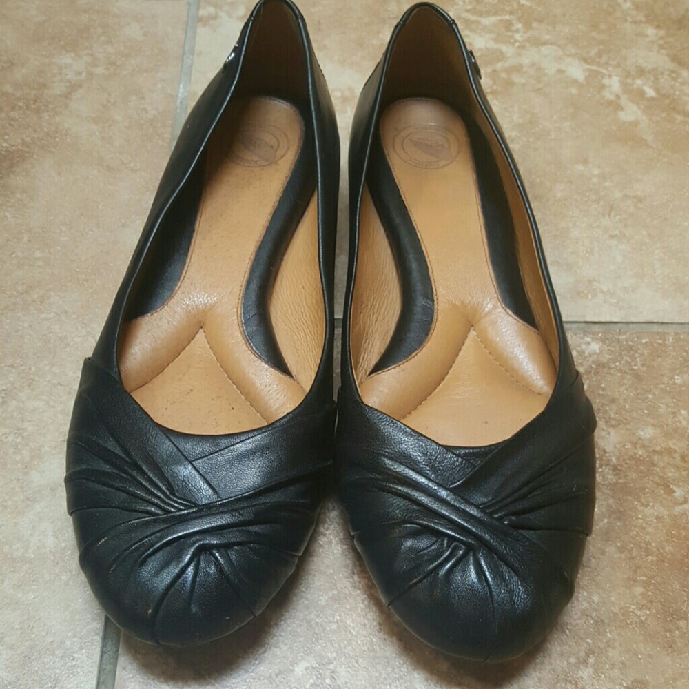 Black Leather Flats