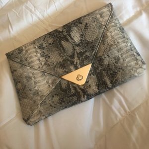 Printed clutch with gold chain
