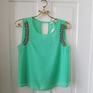 Sheer embellished sleeveless top