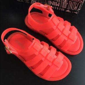 Mini Melissa "Flox" toddler sandal in neon orange