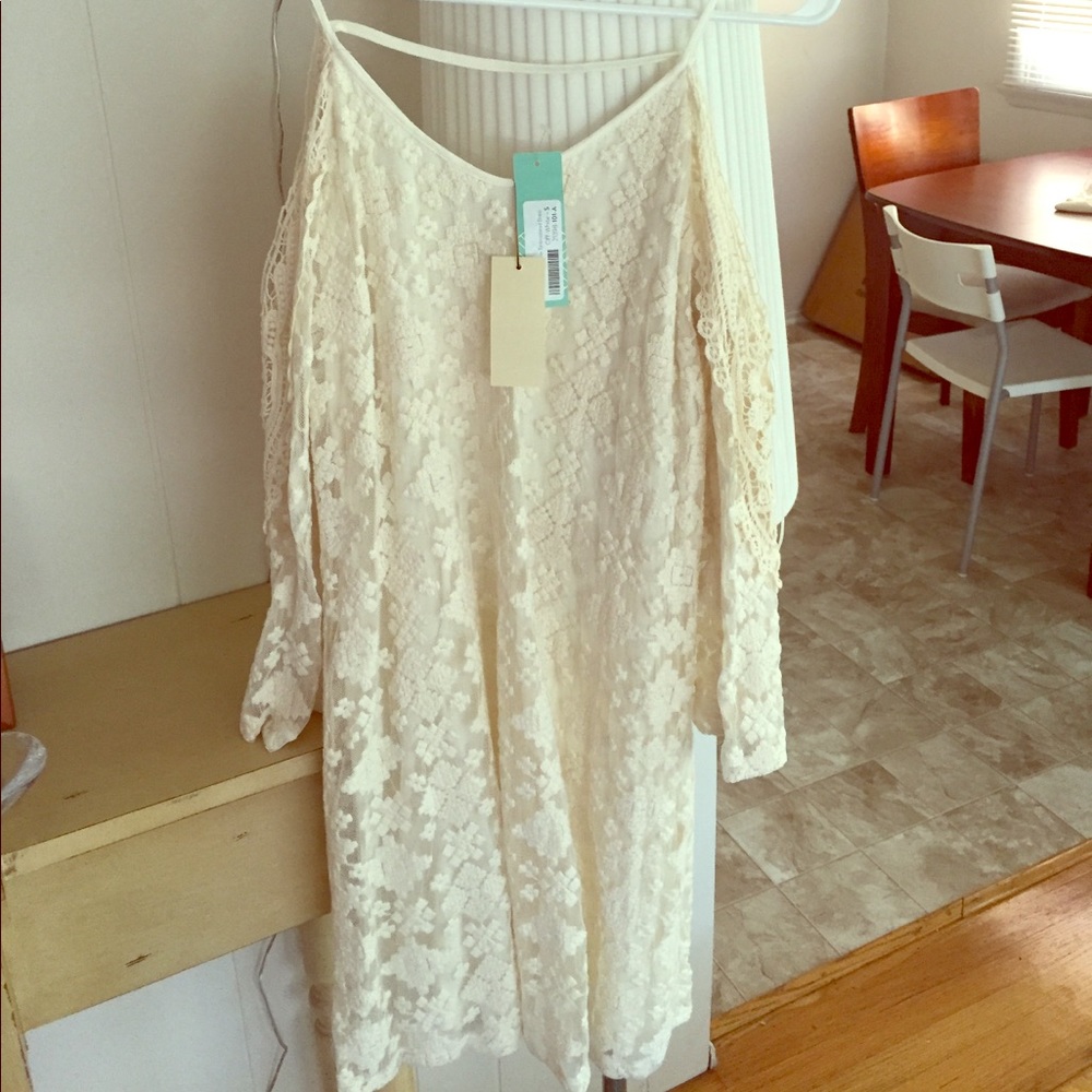 Conan cold shouldered embroidered dress