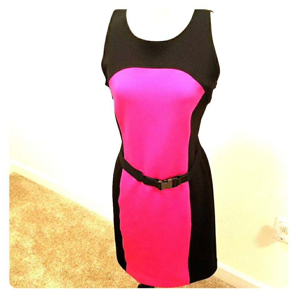 Women's Pink Cutoutback Scuba Dress