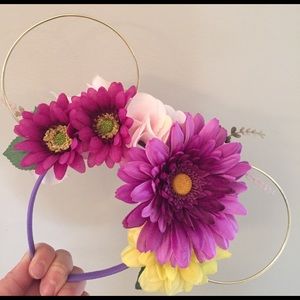 Rapunzel Mickey/Minnie floral ear headband