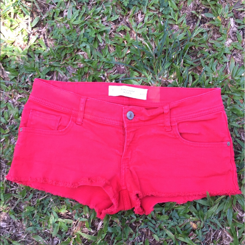 Red Abercrombie & Fitch Cutoff Shorts