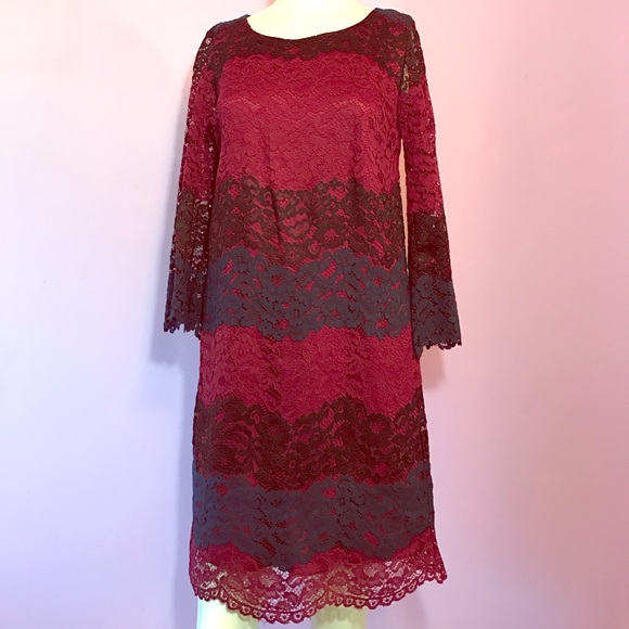 NWT MAX STUDIO color block tiered lace dress - Picture 2 of 7