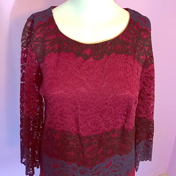 NWT MAX STUDIO color block tiered lace dress - Picture 3 of 7