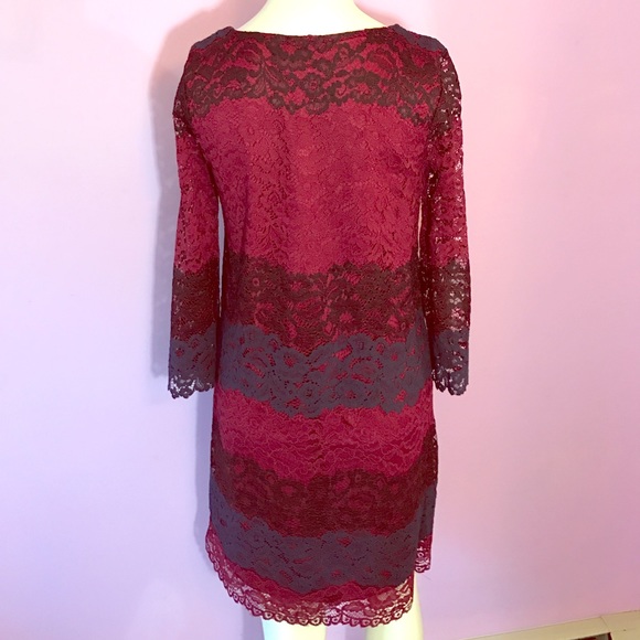 NWT MAX STUDIO color block tiered lace dress - Picture 4 of 7