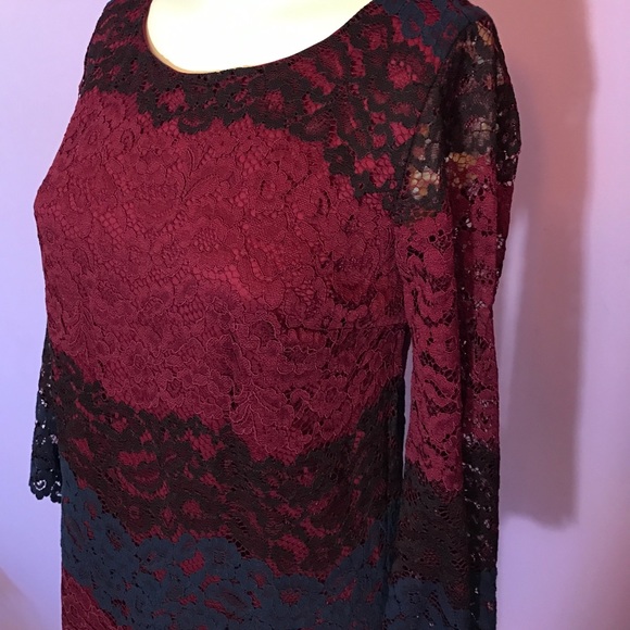 NWT MAX STUDIO color block tiered lace dress - Picture 7 of 7