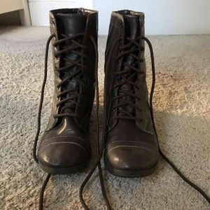 Brown combat boots