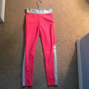 Pink Abercrombie leggings with a white  wasteband