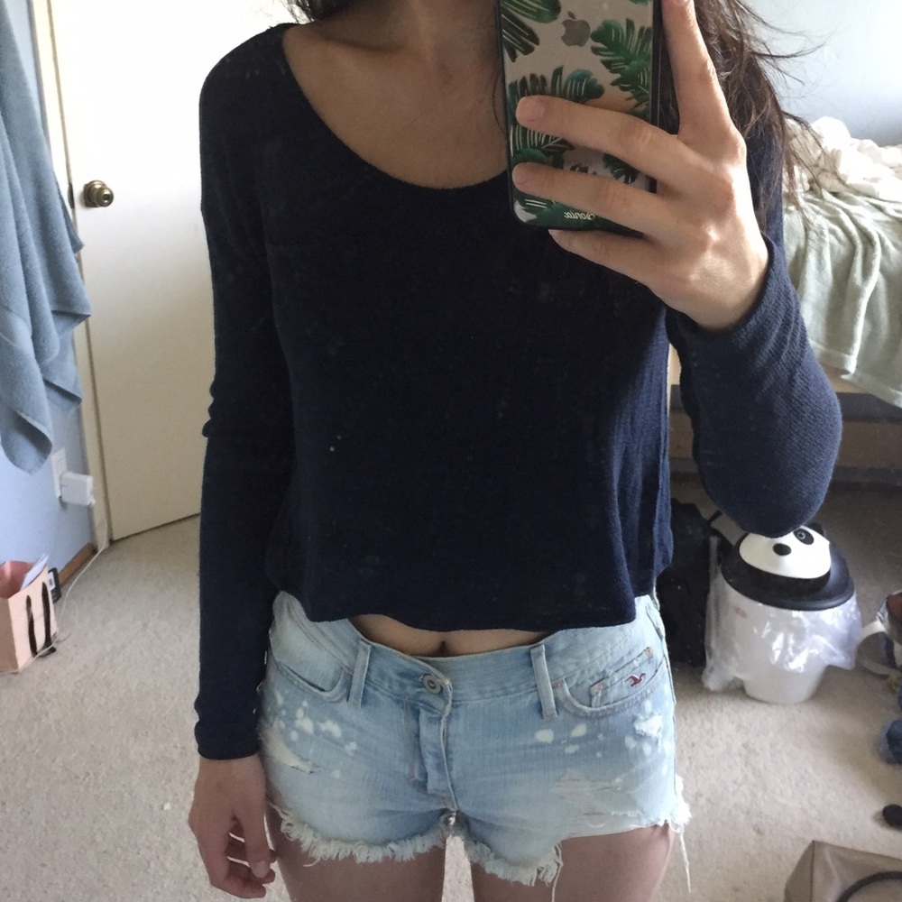Navy Knit Long Sleeve from Hollister