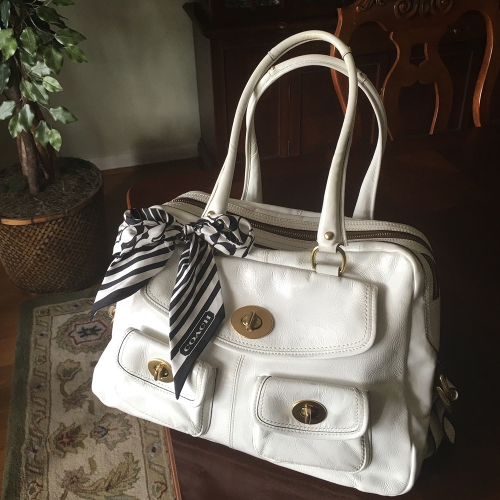 White Coach Patent Leather Bag