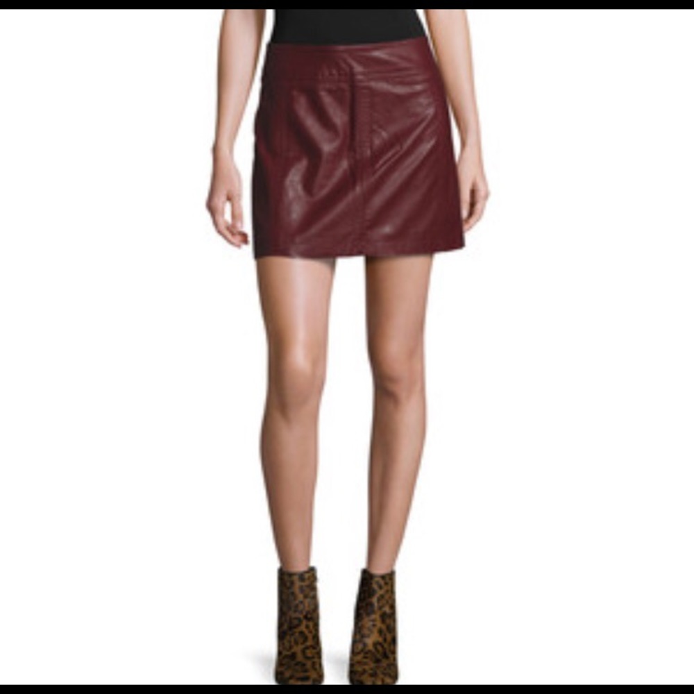 Maroon Pleather High waist skirt - Free People