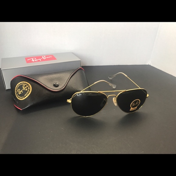 NEW SUNGLASSES, aviator, black with gold frame - Picture 1 of 2