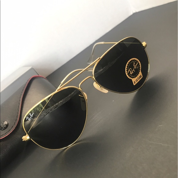 NEW SUNGLASSES, aviator, black with gold frame - Picture 2 of 2