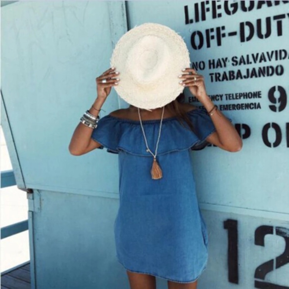 Last one!! 💕🆕Chambray Off Shoulder Boho Dress - Picture 2 of 2