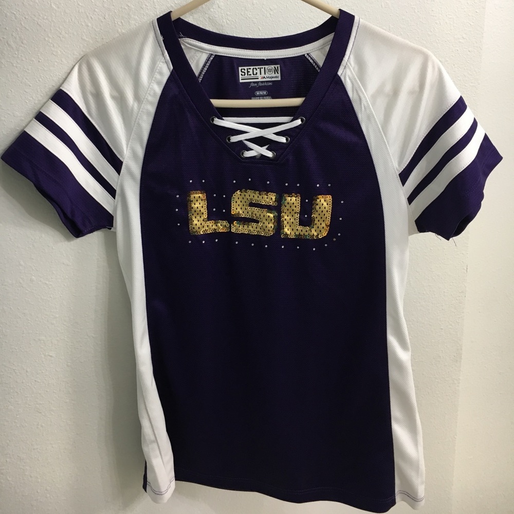 Majestic V Neck LSU Shirt