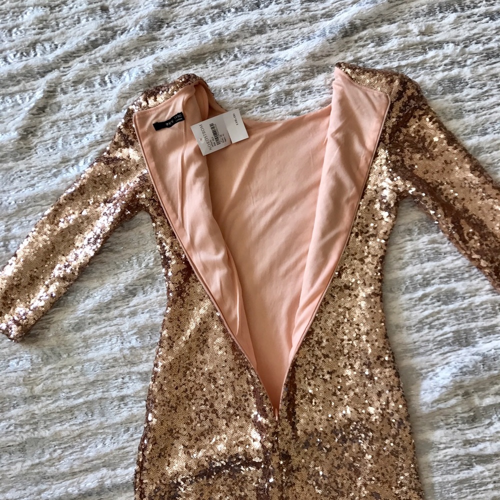 TFNC London Rose Gold Sequins Dress XS NWT - Picture 6 of 8