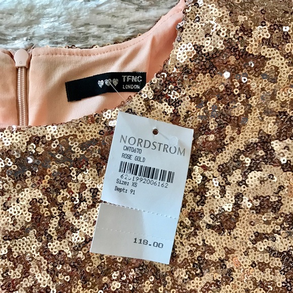 TFNC London Rose Gold Sequins Dress XS NWT - Picture 5 of 8