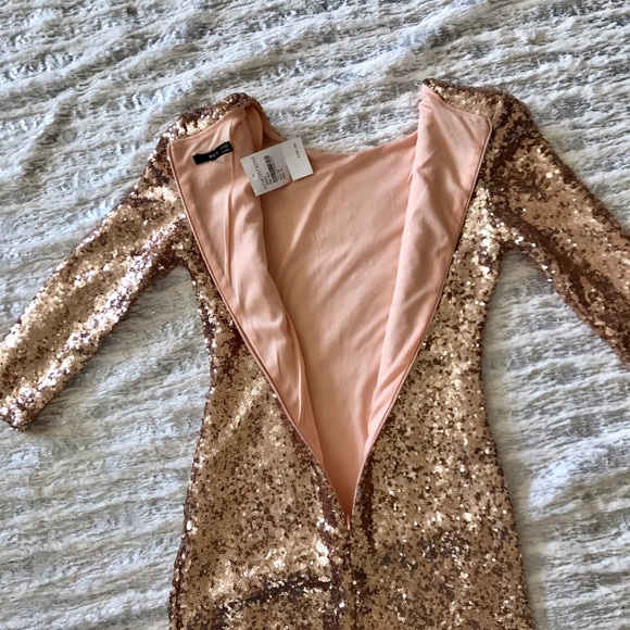 TFNC London Rose Gold Sequins Dress XS NWT - Picture 6 of 8