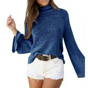 New Stylish Blue Turtleneck Sweater in BLUE ONLY  |  Turtle Neck lite sweater