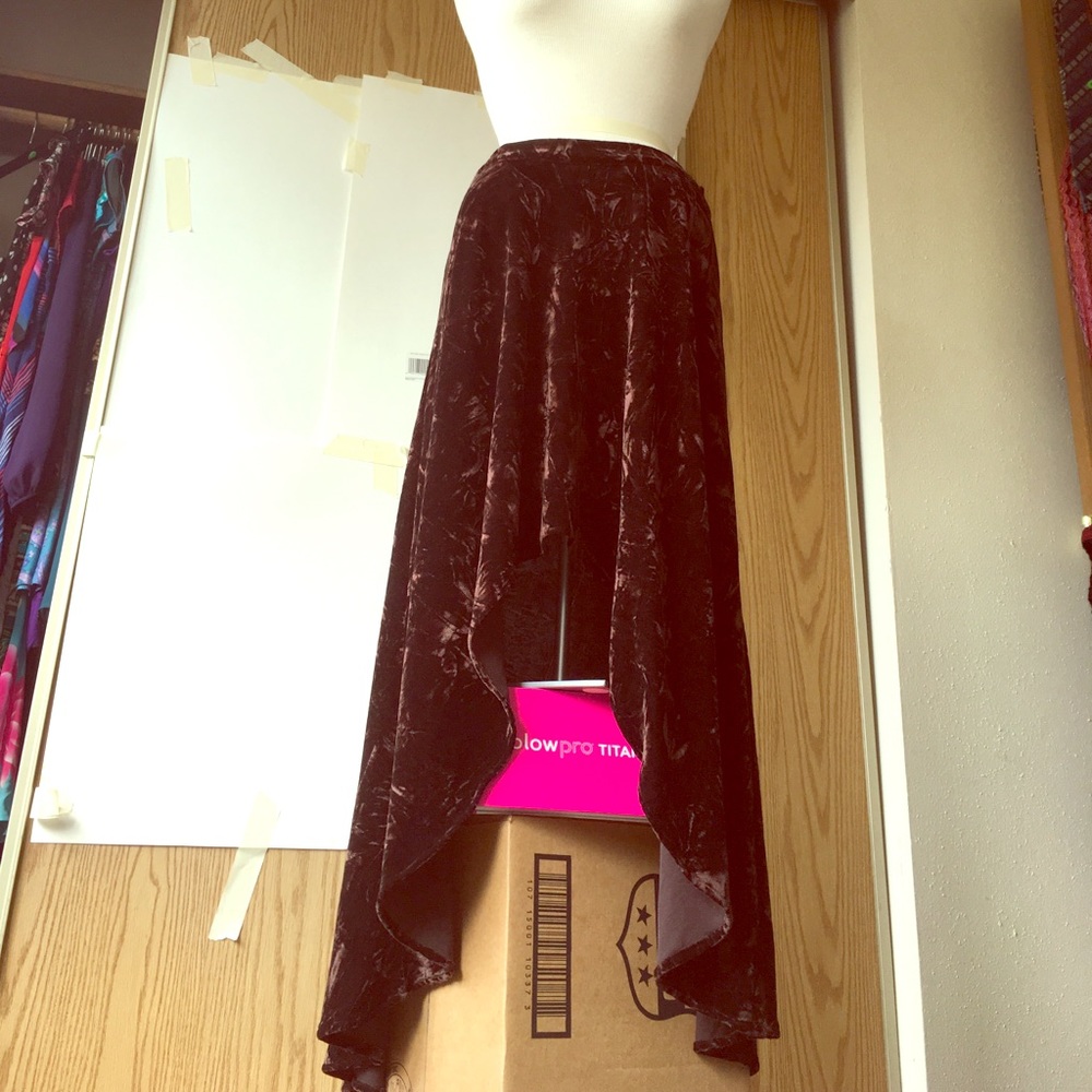Stunning Velvet Chestnut Brown High Low Skirt