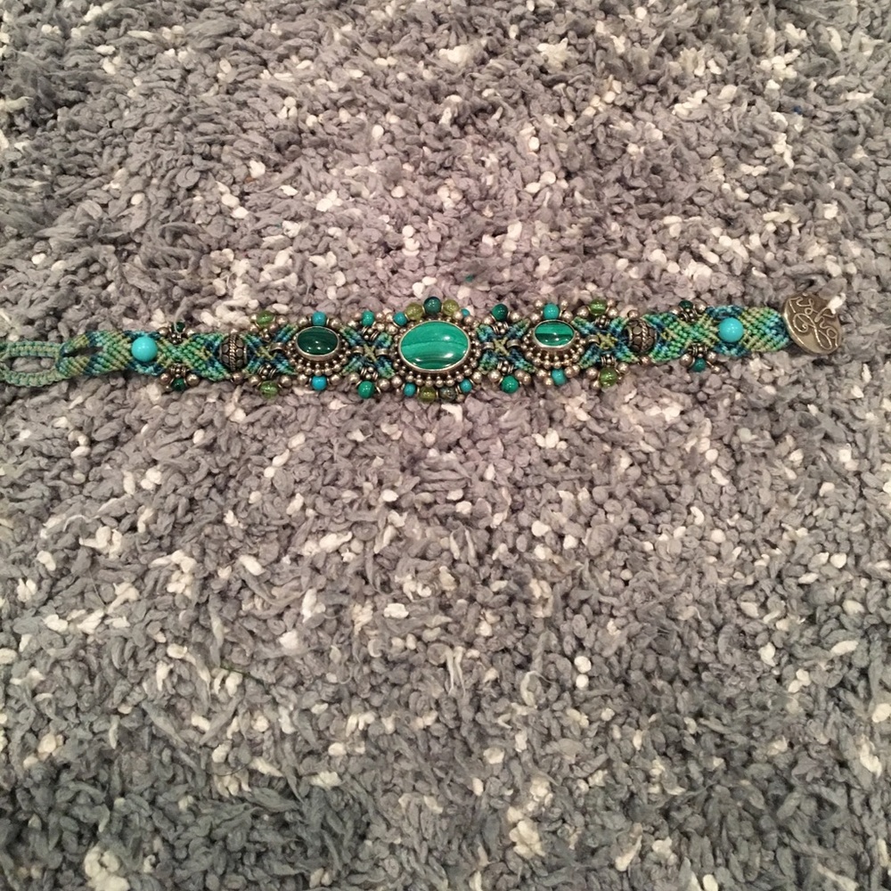 Green and blue beaded bracelet