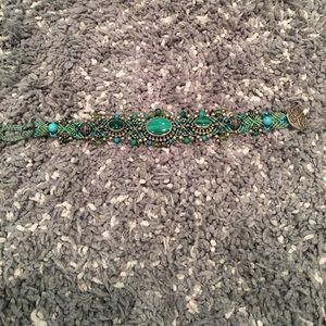 Green and blue beaded bracelet