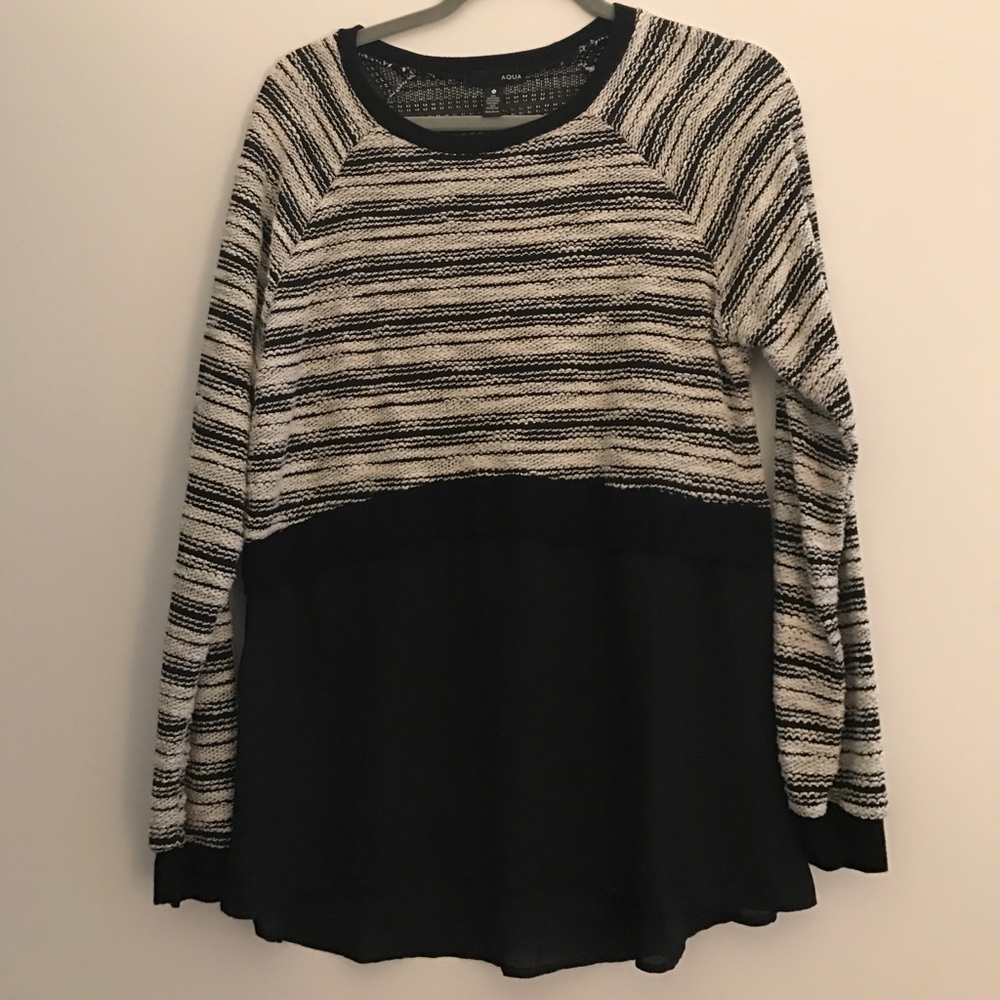 Aqua black sweater with black blouse attached