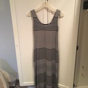 Black and white striped maxi-dress