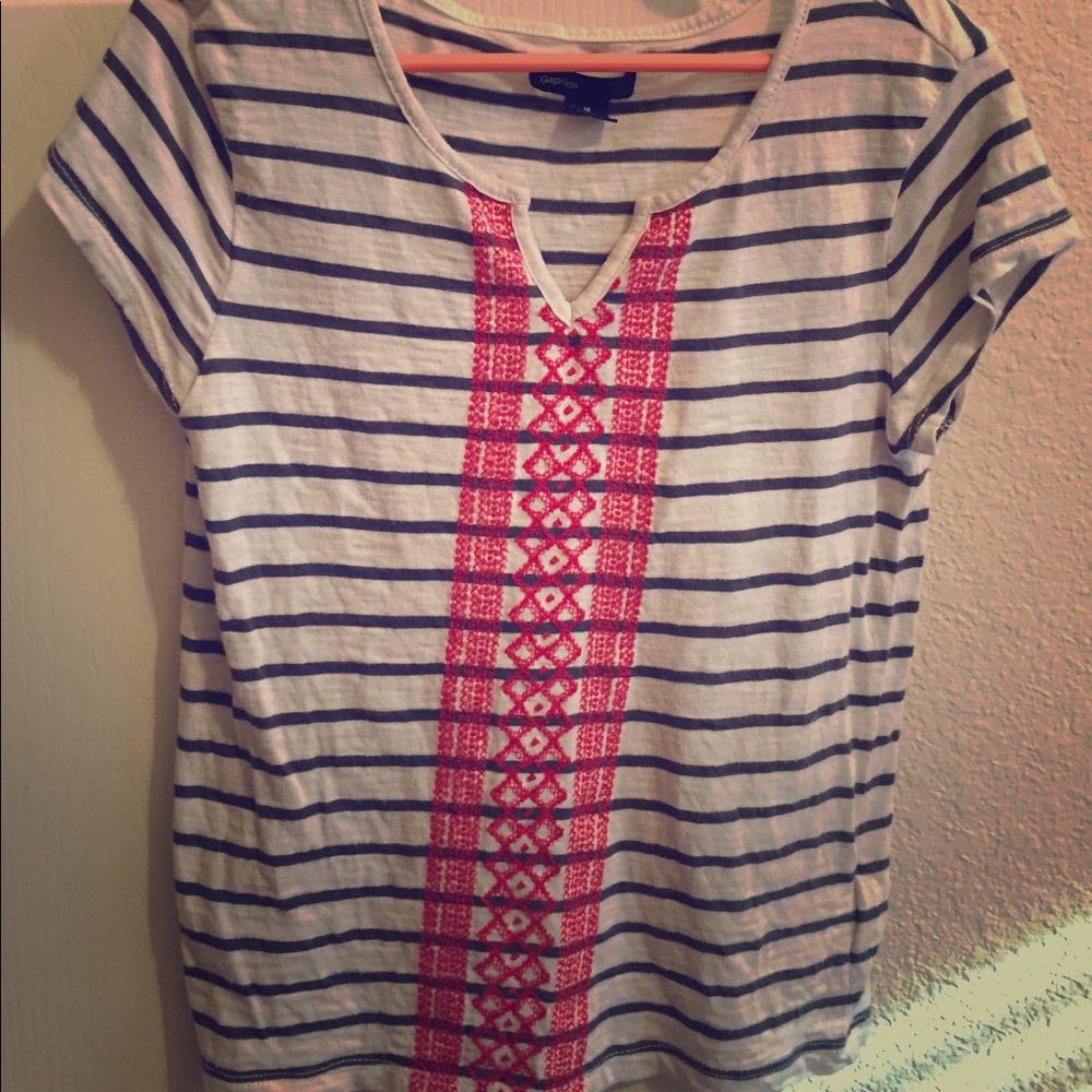 GAP Stripe blue v neck blouse!