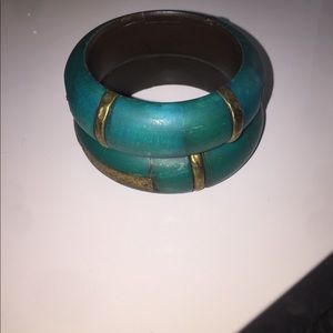 Pair of Teal & Gold Bangles