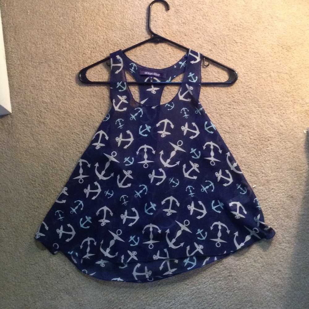 Blue anchor patterned shirt