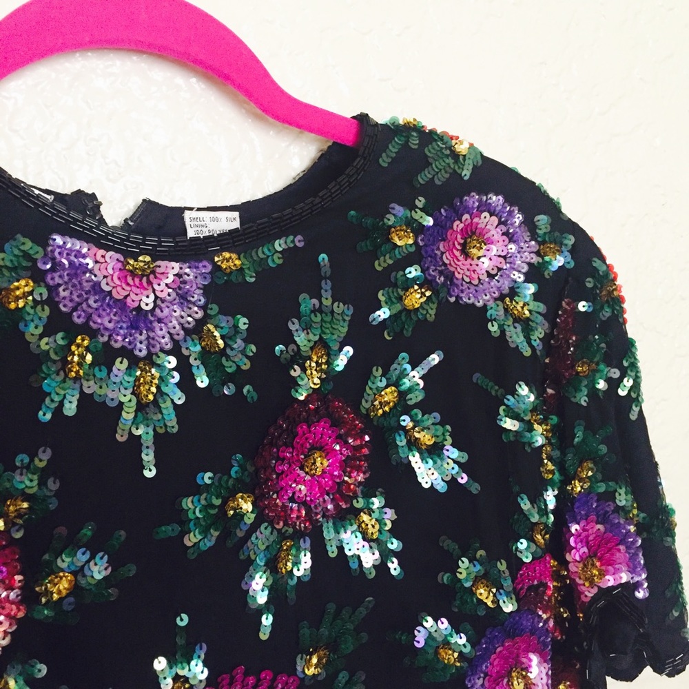 Laurence Kazar NY Embroidered Embellished VCut Top