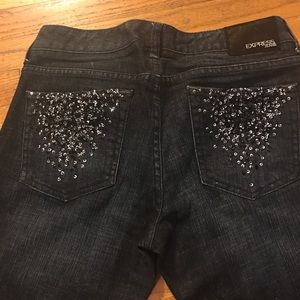 Express Dark/Black wash jeans with sequined pocket